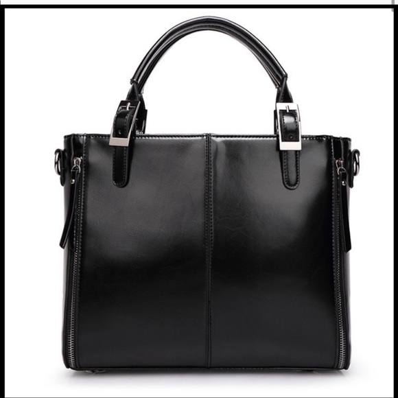 Handbags - Black Vegan Leather Tote Bag